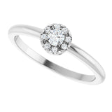 14K Gold Emerald Natural White Sapphire Halo-Style Ring - White Gold - view 10