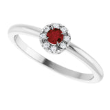 14K Gold Emerald Natural Mozambique Garnet Halo-Style Ring - White Gold - view 10