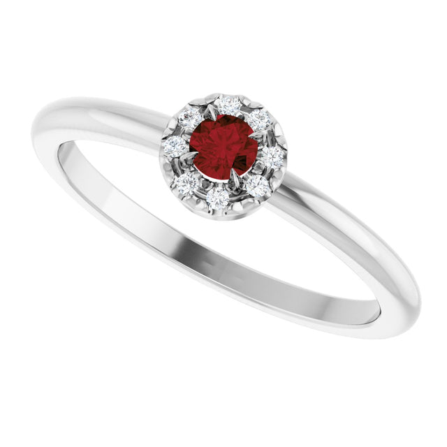 14K Gold Emerald Natural Mozambique Garnet Halo-Style Ring - White Gold - view 10