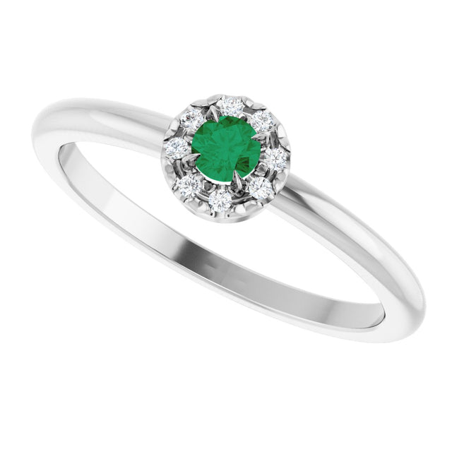 14K Gold Emerald Natural Emerald Halo-Style Ring - White Gold - view 10