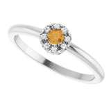 Platinum Emerald Natural Citrine Halo-Style Ring - view 10