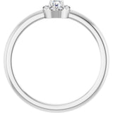 14K Gold Emerald Natural White Sapphire Halo-Style Ring - White Gold - view 7