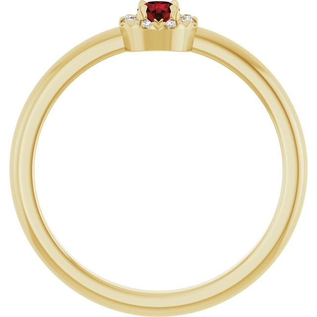 14K Gold Emerald Natural Mozambique Garnet Halo-Style Ring - Yellow Gold - view 7