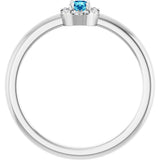 Platinum Emerald Natural Blue Zircon Halo-Style Ring - view 7