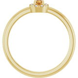 14K Gold Emerald Natural Citrine Halo-Style Ring - Yellow Gold - view 7