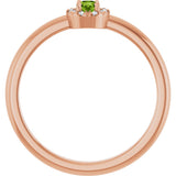 14K Gold Emerald Natural Peridot Halo-Style Ring - Rose Gold - view 7