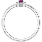 14K Gold Emerald Natural Pink Tourmaline Halo-Style Ring - White Gold - view 7