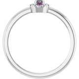 14K Gold Emerald Lab-Grown Alexandrite Halo-Style Ring - White Gold - view 7