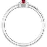 14K Gold Emerald Natural Ruby Halo-Style Ring - White Gold - view 7