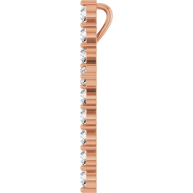 14K Gold Round Lab-Grown Diamond Accented Cross Necklace or Pendant – up to 1/6 CTW - Rose Gold - view 9
