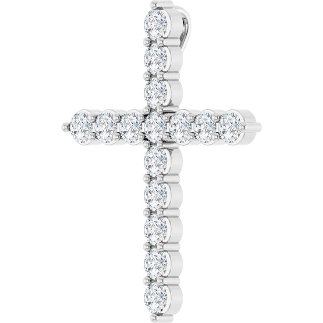 Platinum Round Natural Diamond Accented Cross Necklace or Pendant – up to 1/6 CTW - view 8