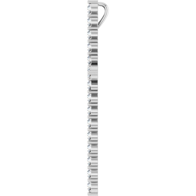 Platinum Round Natural Diamond Accented Cross Necklace or Pendant – up to 1/6 CTW - view 9