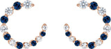 14K Gold Round Natural Blue Sapphire & Natural Diamond Accented Front-Back Hoop Earrings - Rose Gold - view 2
