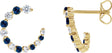 14K Gold Round Natural Blue Sapphire & Natural Diamond Accented Front-Back Hoop Earrings - Yellow Gold