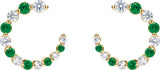 14K Gold Round Natural Tsavorite Garnet & Natural Diamond Accented Front-Back Hoop Earrings - Yellow Gold - view 2