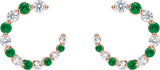 14K Gold Round Natural Tsavorite Garnet & Natural Diamond Accented Front-Back Hoop Earrings - Rose Gold - view 2
