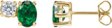 14K Gold Oval Lab-Grown Emerald & Lab-Grown Diamond Accented Stud Earrings - Yellow Gold