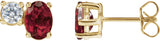 14K Gold Oval Lab-Grown Ruby & Lab-Grown Diamond Accented Stud Earrings - Yellow Gold