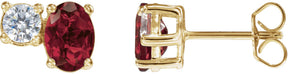 14K Gold Oval Lab-Grown Ruby & Lab-Grown Diamond Accented Stud Earrings - Yellow Gold