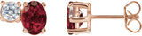 14K Gold Oval Lab-Grown Ruby & Lab-Grown Diamond Accented Stud Earrings - Rose Gold