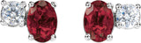14K Gold Oval Lab-Grown Ruby & Lab-Grown Diamond Accented Stud Earrings - White Gold - view 2