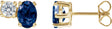 14K Gold Oval Lab-Grown Blue Sapphire & Lab-Grown Diamond Accented Stud Earrings - Yellow Gold