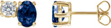 14K Gold Oval Lab-Grown Blue Sapphire & Lab-Grown Diamond Accented Stud Earrings - Yellow Gold