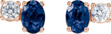 14K Gold Oval Lab-Grown Blue Sapphire & Lab-Grown Diamond Accented Stud Earrings - Rose Gold - view 2