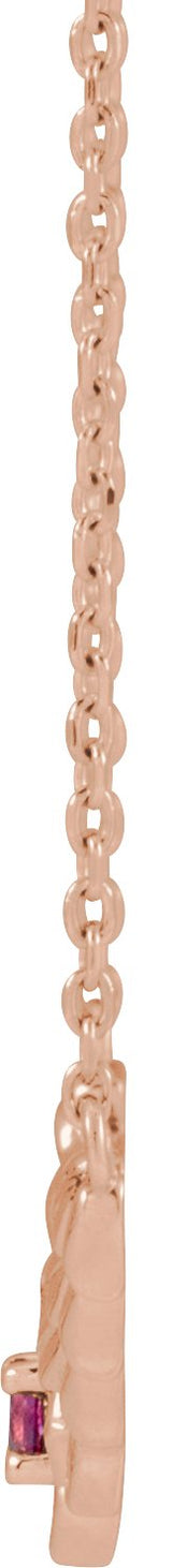 14K Gold Round Natural Pink Tourmaline Floral Necklace - Rose Gold - view 2