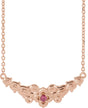 14K Gold Round Natural Pink Tourmaline Floral Necklace - Rose Gold