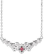 Platinum Round Natural Pink Tourmaline Floral Necklace