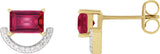 14K Gold Straight Baguette Ruby & Natural Diamond Accented Earrings