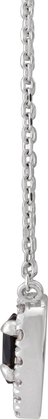 14K Gold Heart Natural Onyx & Natural Diamond French-Set Solitaire Necklace - White Gold - view 2