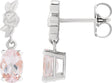 Platinum Oval Natural Pink Morganite Floral Earrings