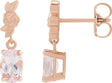 14K Gold Oval Natural Pink Morganite Floral Earrings - Rose Gold