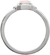 14K Gold Oval Natural White Opal Cabochon Ring – 7x5mm - White Gold - view 2