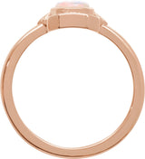 14K Gold Oval Natural White Opal Cabochon Ring – 7x5mm - Rose Gold - view 2