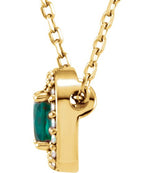 14K Gold Cushion Lab-Grown Emerald & Natural Diamond Halo-Style Necklace or Pendant – 0.05 CTW - Yellow Gold - view 2