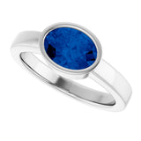 Platinum Oval Lab-Grown Blue Sapphire Bezel-Set Solitaire Ring – 8x6mm - view 5