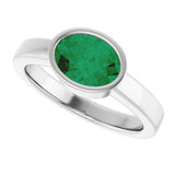 Platinum Oval Lab-Grown Emerald Bezel-Set Solitaire Ring – 8x6mm - view 5