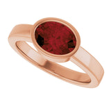 14K Gold Oval Natural Mozambique Garnet Bezel-Set Solitaire Ring – 8x6mm - Rose Gold - view 5