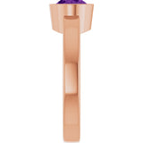 14K Gold Oval Natural Amethyst Bezel-Set Solitaire Ring – 8x6mm - Rose Gold - view 4