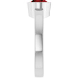 Platinum Oval Natural Mozambique Garnet Bezel-Set Solitaire Ring – 8x6mm - view 4