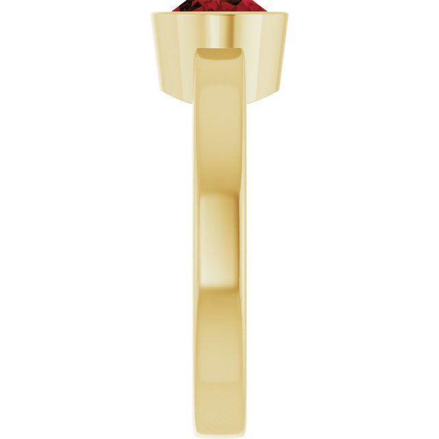 14K Gold Oval Natural Mozambique Garnet Bezel-Set Solitaire Ring – 8x6mm - Yellow Gold - view 4