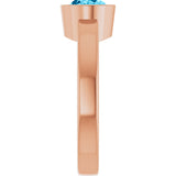 14K Gold Oval Natural Aquamarine Bezel-Set Solitaire Ring – 8x6mm - Rose Gold - view 4