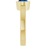 14K Gold Oval Lab-Grown Blue Sapphire Bezel-Set Solitaire Ring – 8x6mm - Yellow Gold - view 4