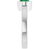 14K Gold Oval Lab-Grown Emerald Bezel-Set Solitaire Ring – 8x6mm - White Gold - view 4