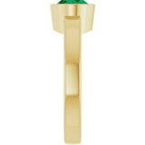 14K Gold Oval Lab-Grown Emerald Bezel-Set Solitaire Ring – 8x6mm - Yellow Gold - view 4