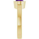 14K Gold Oval Natural Amethyst Bezel-Set Solitaire Ring – 8x6mm - Yellow Gold - view 4
