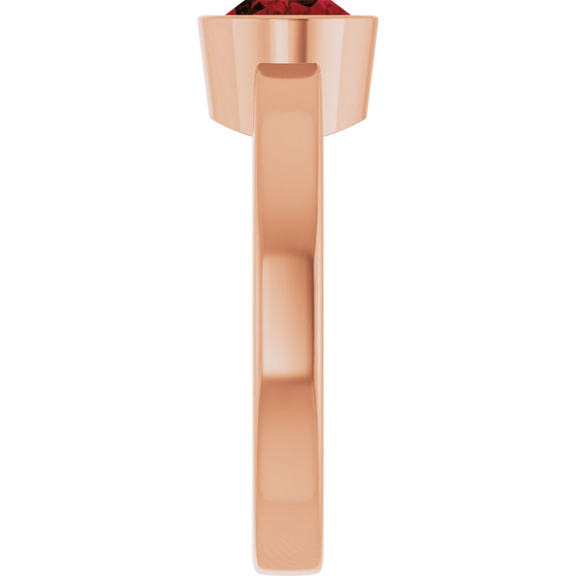 14K Gold Oval Natural Mozambique Garnet Bezel-Set Solitaire Ring – 8x6mm - Rose Gold - view 4